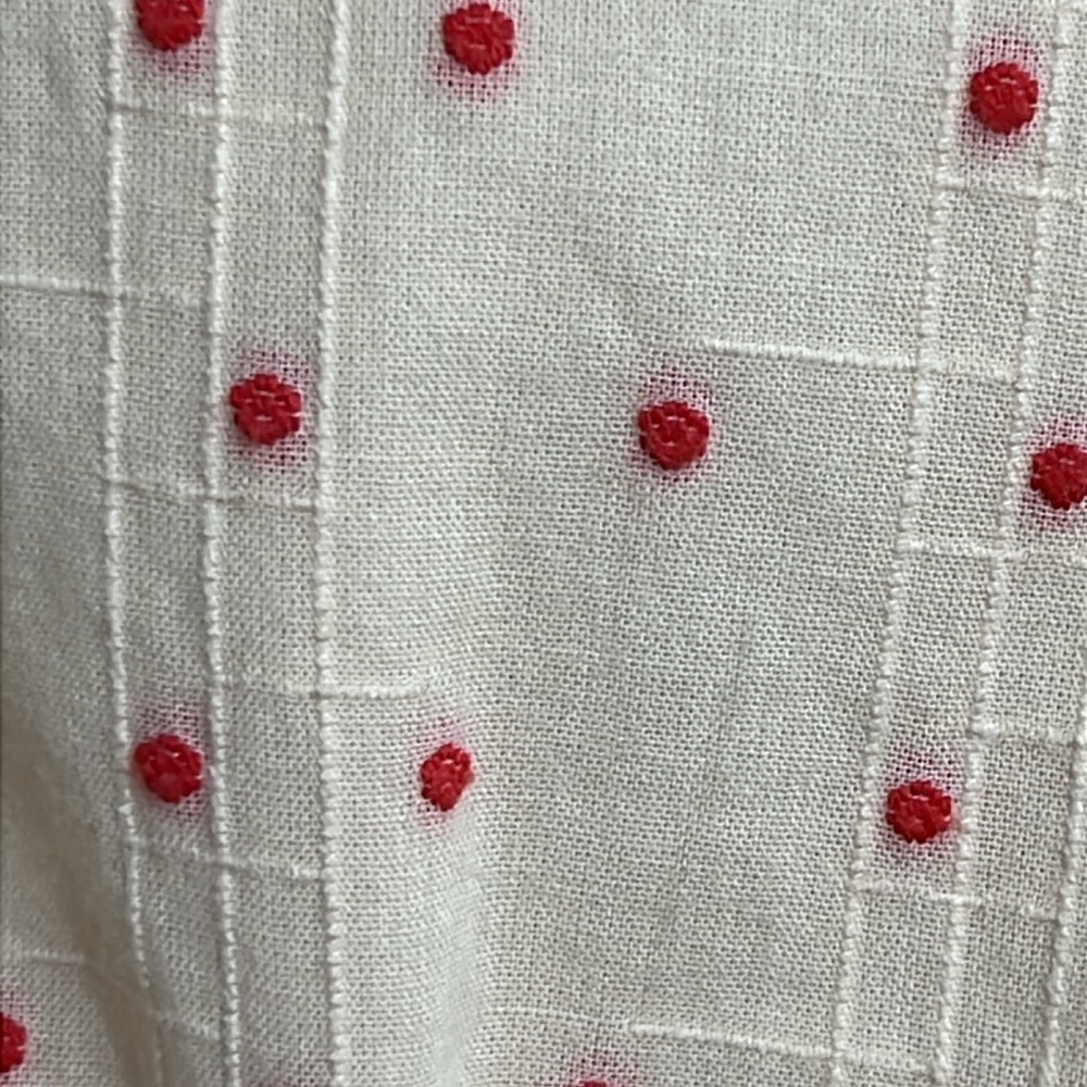 J. Crew Women’s Ivory & Red Embroidered Polka Dot DOBBY Dress - Size XXS - Picture 3 of 8